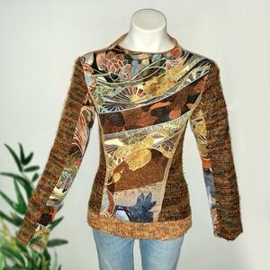 f u n k y :: Unique Vintage Y2K Knit Mixed Media Sweater